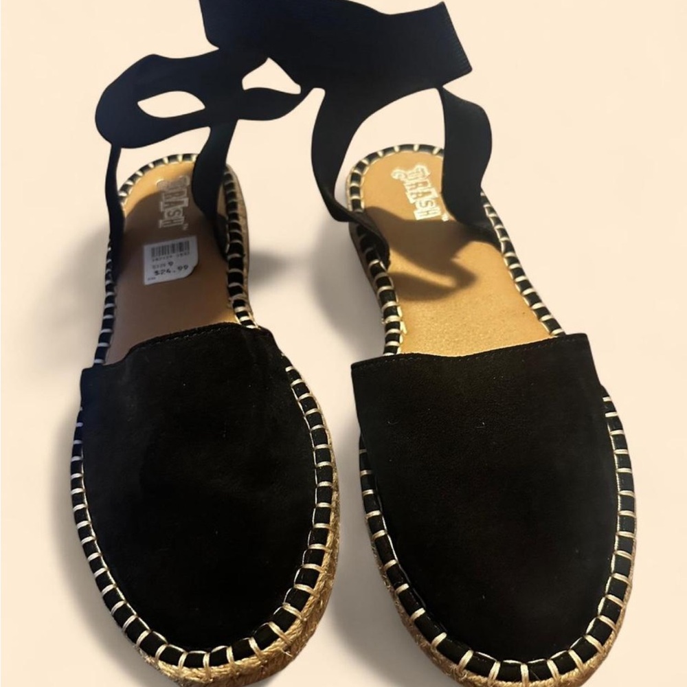 Brash women’s faux suede espadrille ankle strap flats - Picture 1 of 3